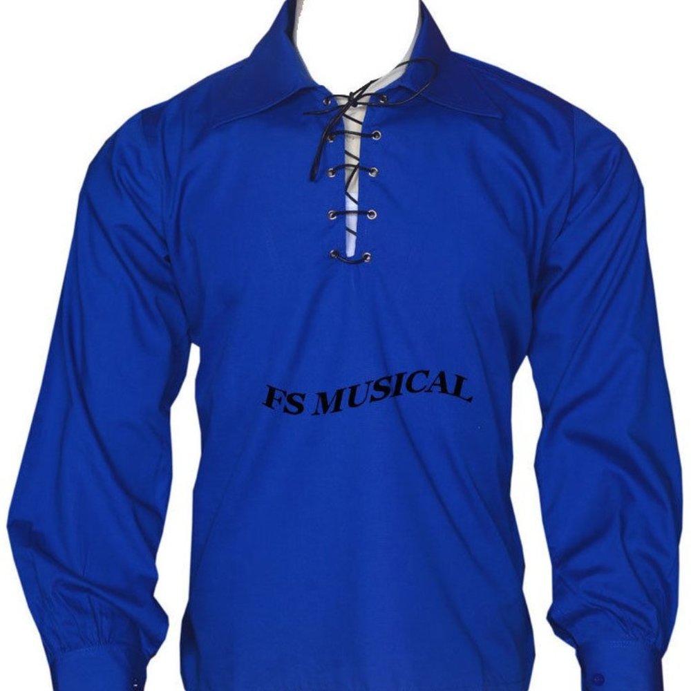 Scottish GHILLIE KILT SHIRT in BLUE Color Jacobite